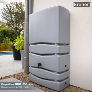 XXL Wassertank "AQUA TOWER" 350 Liter in GRAU (GLATTE OPTIK) mit Füllautomat und Wasserhahn