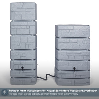 XXL Wassertank "TOWER STONE" 500 Liter in Grau (STEIN OPTIK) mit Füllautomat und Wasserhahn