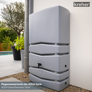 XXL Wassertank "AQUA TOWER" 450 Liter in Grau (GLATTE OPTIK) mit Füllautomat und Wasserhahn