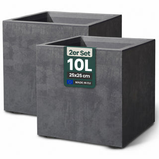 Set: 2x XL Pflanzkübel 'Millennium' 10 Liter, eckig in Anthrazit