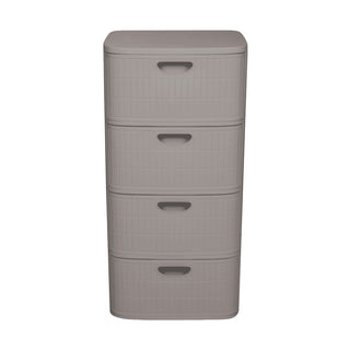 XL Schubladenschrank 'Domus' 4 Schubladen Kunststoff - Moderner Rollcontainer in Rillen-Optik - 40x40x81 cm - Taupé
