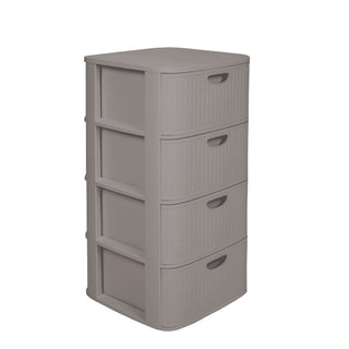 XL Schubladenschrank 'Domus' 4 Schubladen Kunststoff - Moderner Rollcontainer in Rillen-Optik - 40x40x81 cm - Taupé
