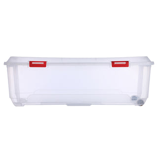XXL Weihnachtsbaumbox mit Rollen - Transparente Kunststoffbox mit Deckel für Weihnachtsbaum, Weihnachtsdeko, Girlanden & Zubehör - 116,5 x 50,3 x 39 cm