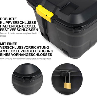 XXL Rollbox/Kissenbox mit Deckel, 145 Liter (Schwarz)