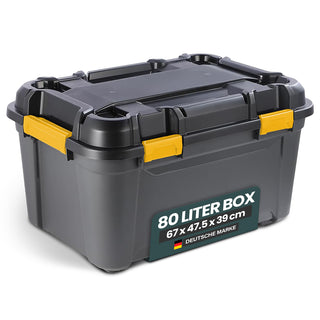 Wasserdichte Aufbewahrungsbox 'Bunker' 80 Liter mit Deckel - IPX7 (Set wählbar)