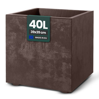 XL Pflanzkübel 'Millennium' 40 Liter, eckig in Braun