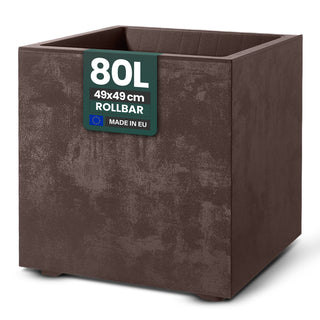 XL Pflanzkübel 'Millennium' 80 Liter, rollbar, eckig in Braun