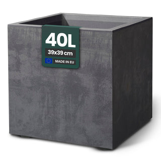 XL Pflanzkübel 'Millennium' 40 Liter, eckig in Anthrazit