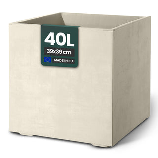 XL Pflanzkübel 'Millennium' 40 Liter, eckig in Creme Weiß