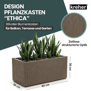 XXL Pflanzkasten "Ethica" in Struktur Optik breite Version in Taupé (Set wählbar)