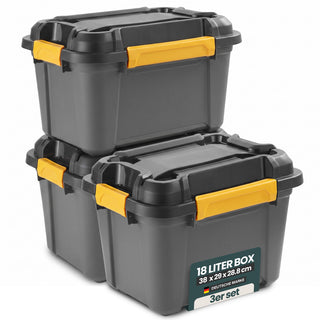 Wasserdichte Aufbewahrungsbox 'Bunker' 18 Liter mit Deckel - IP67 (Set wählbar)