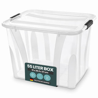 Aufbewahrungsbox 'Master' Box mit Deckel - 55 Liter Volumen, in Transparent