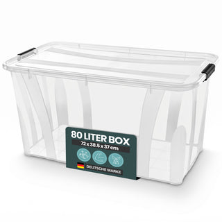 Aufbewahrungsbox 'Master' Box mit Deckel - 80 Liter Volumen, in Transparent