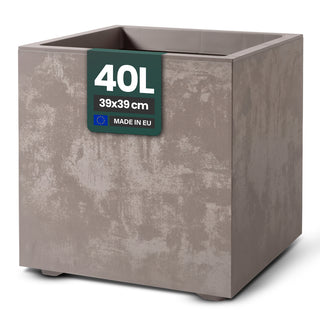XL Pflanzkübel 'Millennium' 40 Liter, eckig in Sandbraun