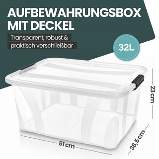 Aufbewahrungsbox 'Master' Box mit Deckel - 32 Liter Volumen, in Transparent
