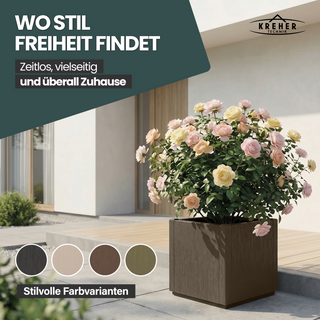 Pflanzkasten "Ethica" in Struktur Optik schmale Version (Taupé)