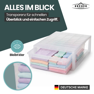 Schubladenbox 52 Größe XL, 22 Liter - extra tief und halbhoch (weiss, transparent)