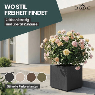2 x Pflanzkasten "Ethica" in Struktur Optik schmale Version (Anthrazit)