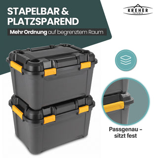 Wasserdichte Aufbewahrungsbox 'Bunker' 80 Liter mit Deckel - IPX7 (Set wählbar)
