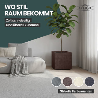 XL Pflanzkübel 'Millennium' 40 Liter, eckig in Braun
