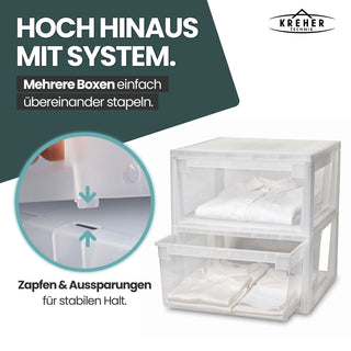 Set: 2 x Schubladenbox Größe L, Volumen 23 Liter (weiss, transparent)