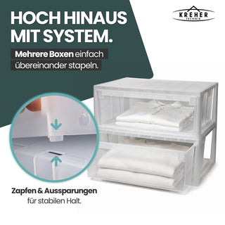 Set: 2 x Schubladenbox Größe XL, Volumen 36 Liter (weiss, transparent)