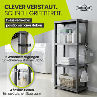 3 x Kunststoffregal „Neo“ mit 4 Böden - 30 kg pro Boden - Grau