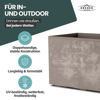 XL Pflanzkübel 'Millennium' 100 Liter, rechteckig in Sandbraun
