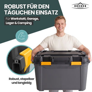 Wasserdichte Aufbewahrungsbox 'Bunker' 160 Liter mit Deckel - IPX7 (Set wählbar)