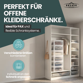 Set: 2 x Schubladenbox Größe XL, Volumen 36 Liter (weiss, transparent)
