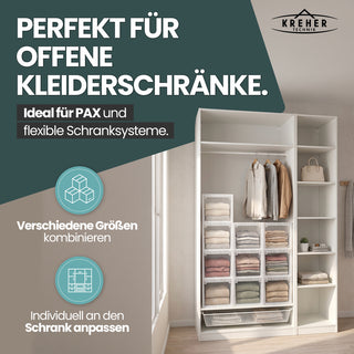 Set: 2 x Schubladenbox 52 Größe XXL, 48 Liter - extra tief und hoch (weiss, transparent)