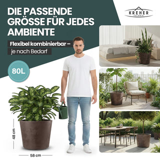 Rollbarer XXL Pflanzkübel "Millennium" 80 Liter in Braun