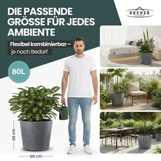 Rollbarer XXL Pflanzkübel 'Millennium' 80 Liter in Grau