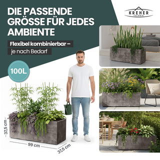 XL Pflanzkübel 'Millennium' 100 Liter, rechteckig in Sandbraun