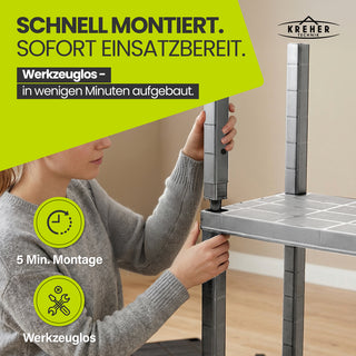 Kunststoffregal „Neo“ mit 4 Böden - 30 kg pro Boden - Grau