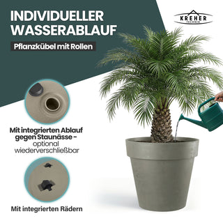 XXL Pflanzkübel / Pflanztopf „LIKE“ Ø 79 x H 69 cm - Braun - Rund, Rollbar - in Natur Stein Optik