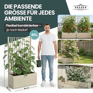 XL SPALIER 'Ethica' - 80 x 36 x 140 cm - in Struktur Optik - breite Version - in Beige