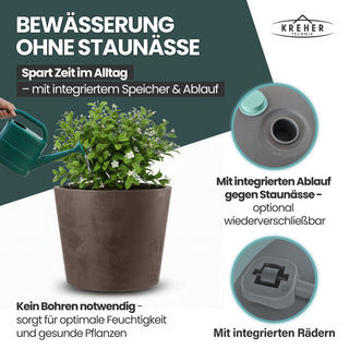 2 x Pflanzkübel 'Millennium' 80 Liter, rund in Braun