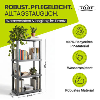 3 x Kunststoffregal „Neo“ mit 4 Böden - 30 kg pro Boden - Grau