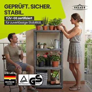 2 x Kunststoffregal „Neo“ mit 4 Böden - 30 kg pro Boden - Grau