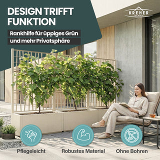 Set: 2 x XL SPALIER 'Ethica' - 80 x 36 x 140 cm - in Struktur Optik - breite Version - in Beige