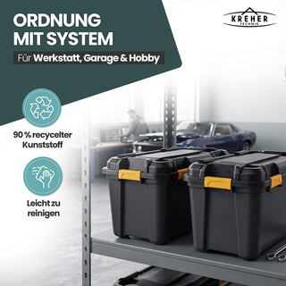 Wasserdichte Aufbewahrungsbox 'Bunker' 80 Liter mit Deckel - IPX7 (Set wählbar)