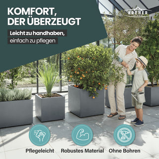 XL Pflanzkübel 'Millennium' 40 Liter, eckig in Grau