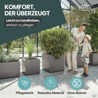 XL Pflanzkübel 'Millennium' 100 Liter, rechteckig in Sandbraun