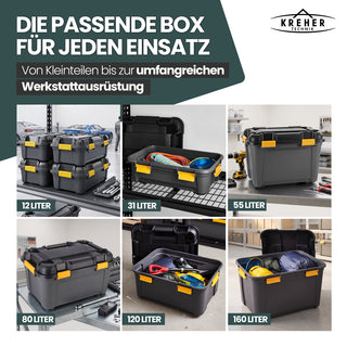 Wasserdichte Aufbewahrungsbox 'Bunker' 31 Liter mit Deckel - IP67 (Set wählbar)
