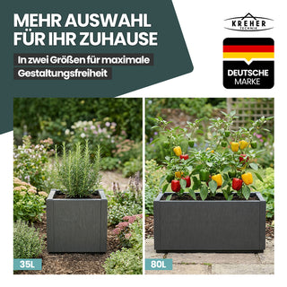 3 x Pflanzkasten "Ethica" in Struktur Optik schmale Version (Anthrazit)