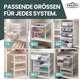 Bundle: 2 x Schubladenbox Größe M (12 Liter) + 4 x Größe S (7 Liter)