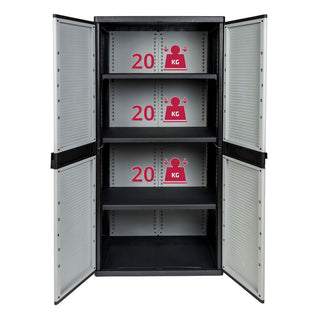 Kreher - Jumbo-Schrank mit 3 Böden (schwarz, grau)