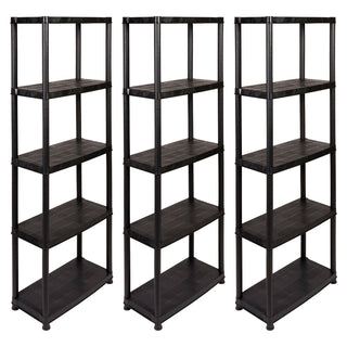 3 x PRIMO PLUS - Kunststoffregal 12 Zoll (Schwarz)