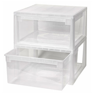 Set: 2 x Schubladenbox Größe L, Volumen 23 Liter (weiss, transparent)